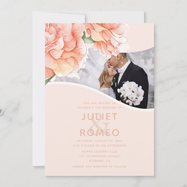 Elegant Modern Floral Wedding Invitation (Front)
