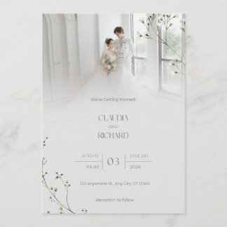 Elegant Modern Floral Wedding Invitation | Minimal