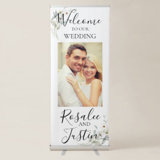 Elegant Modern Floral Wedding  Retractable Banner