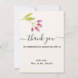 Elegant Modern Floral Wedding Thank You Card