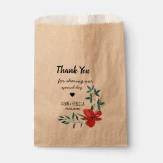 Elegant Modern Floral Wedding Thank You Favour Bags