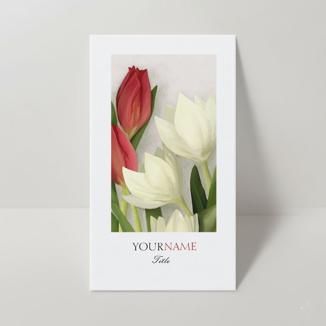 Elegant Modern Floral White Border Business Card (Creator Uploaded)