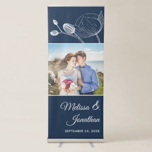 Elegant modern floral white orchids wedding photo retractable banner