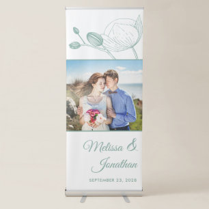 Elegant modern floral white orchids wedding photo retractable banner