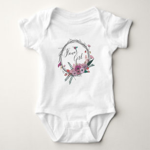 Elegant & modern flower wreath flower girl baby bodysuit
