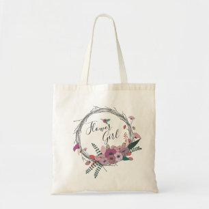 Elegant & modern flower wreath flower girl tote bag