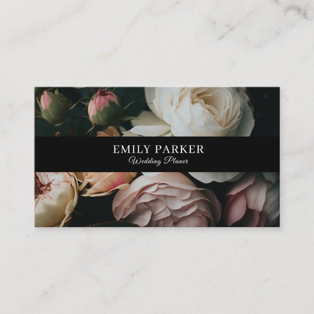 Elegant modern flowers business card (Front)