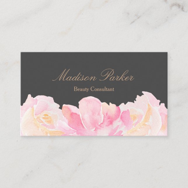 Elegant Modern Flowers Business Card (Front)