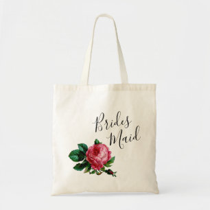 Elegant & modern flowers pink roses bridesmaid tote bag