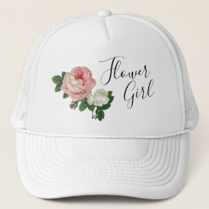 Elegant & modern flowers pink roses flower girl trucker hat