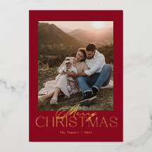 Elegant Modern Foil Photo Christmas Card
