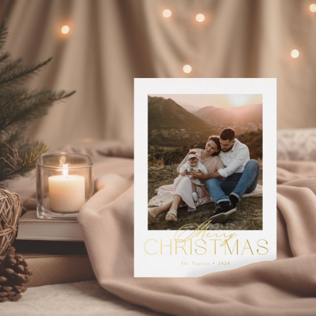 Elegant Modern Foil Photo Christmas Card (Creator Uploaded)