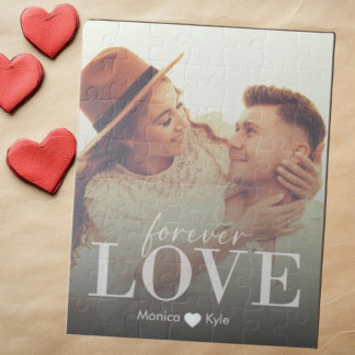 Elegant Modern Forever Love Custom Photo  Jigsaw Puzzle