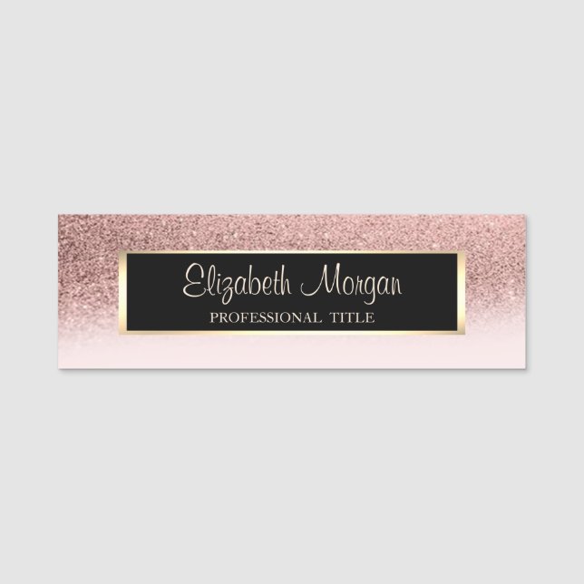 Elegant  Modern, Frame, Glitter Ombre Name Tag (Front)