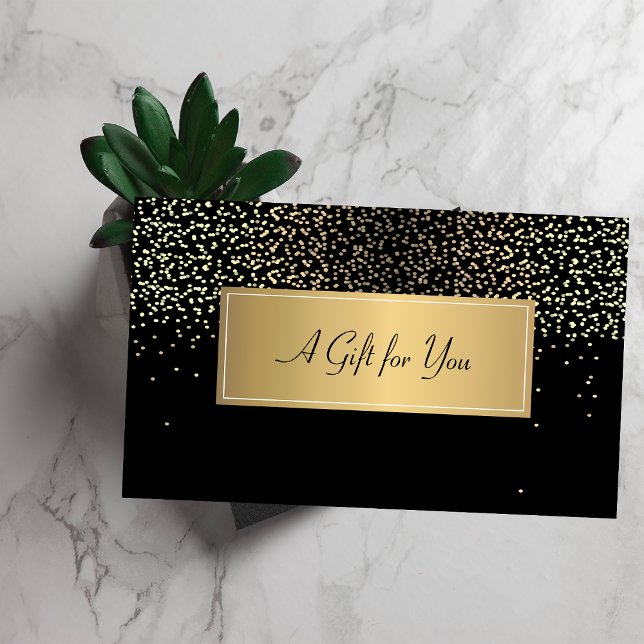 Elegant Modern Frame,Gold Confetti Black Discount Card (Creator Uploaded)