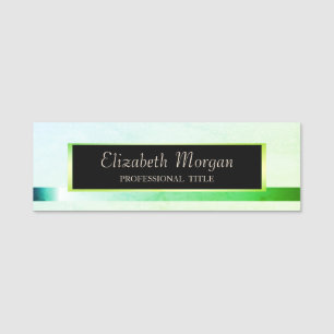 Elegant Modern, Frame,Green Stripe Name Tag