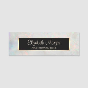 Elegant Modern, Frame,Holographic Opal White Name Tag