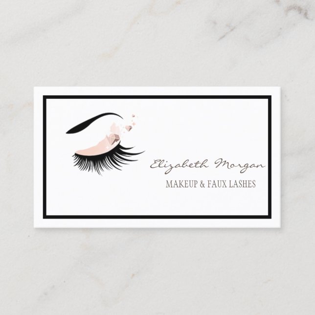 Elegant Modern Frame,Makeup,Faux Lashes Business Card (Front)