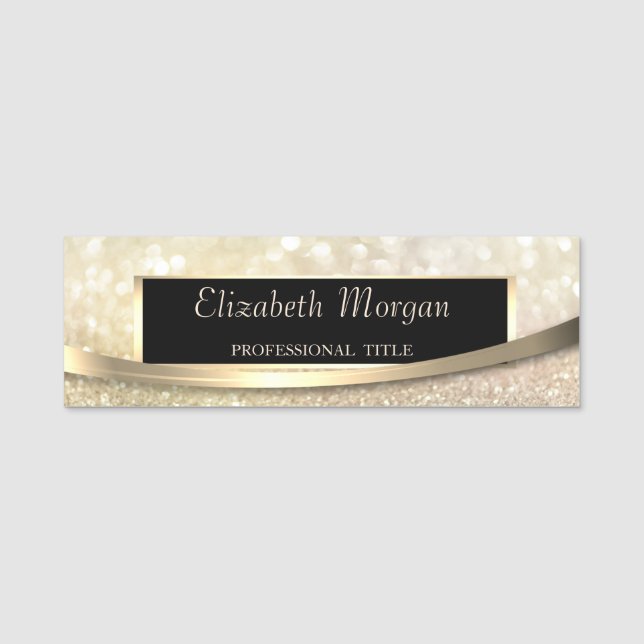 Elegant  Modern, Frame,Stripe,Bokeh Name Tag (Front)