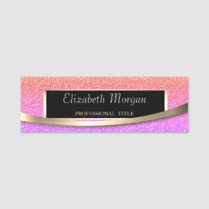 Elegant  Modern, Frame,Stripe,Glitter Ombre Name Tag