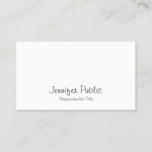 Elegant Modern Freehand Script Simple Pretty Plain Business Card