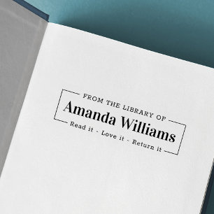 Elegant modern from the library of bookplate self-inking stamp