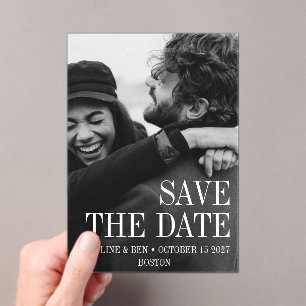Elegant Modern Full Photo Save the Date Wedding Acrylic Invitations