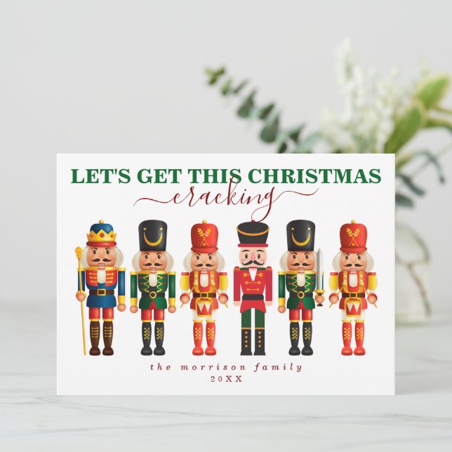 Elegant Modern Funny Colourful Nutcracker Christma Holiday Card (Standing Front)