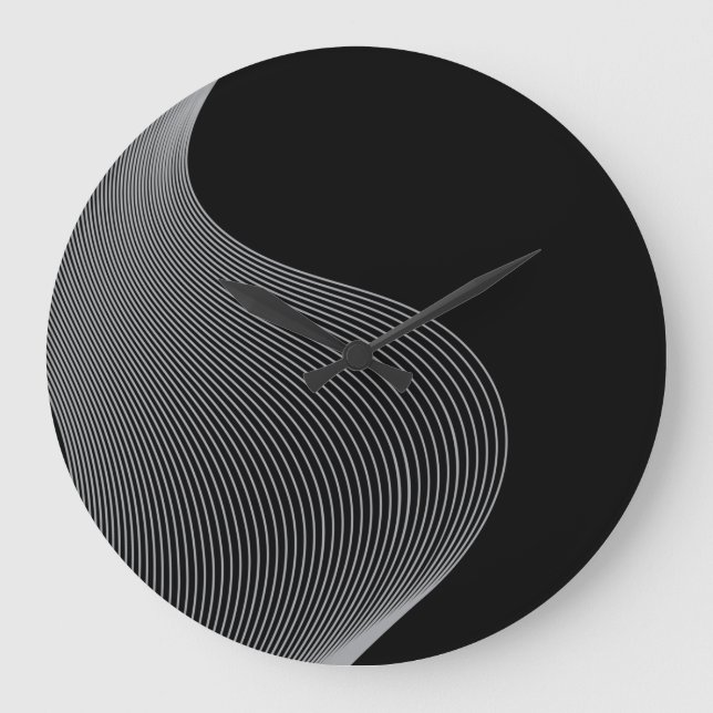 Elegant, modern, futuristic wave abstraction large clock (Front)