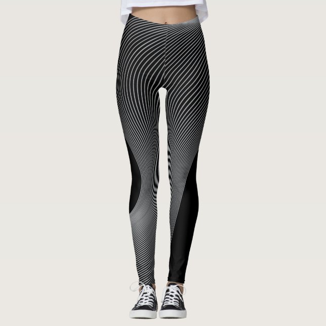Elegant, modern, futuristic wave abstraction leggings (Front)