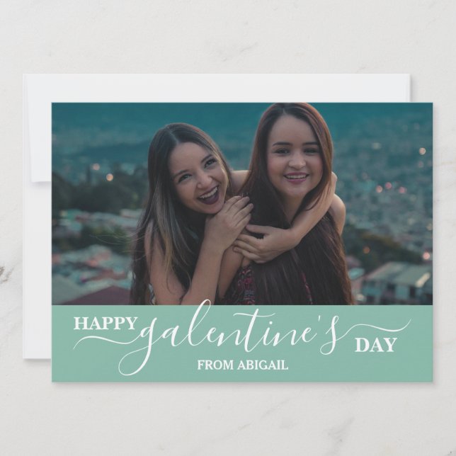 Elegant Modern galentine's day Best Friends photo Holiday Card (Front)