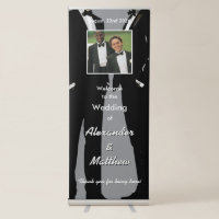 Elegant Modern Gay Men Grey Wedding Photo Welcome