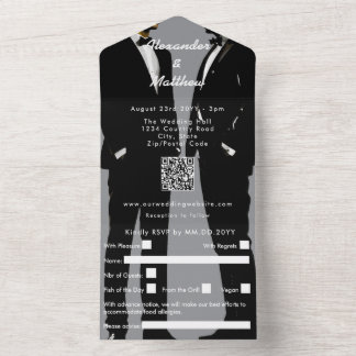 Elegant Modern Gay Men Wedding All In One Invitation
