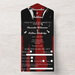 Elegant Modern Gay Men Wedding All In One Invitation