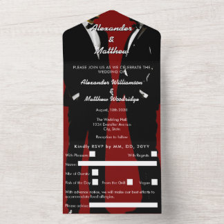 Elegant Modern Gay Men Wedding All In One Invitation