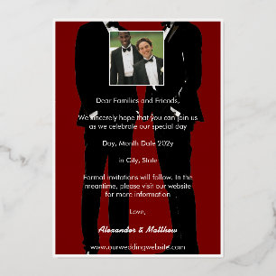 Elegant Modern Gay Men Wedding Burgundy Red Gold