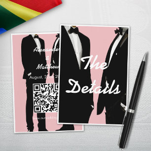 Elegant Modern Gay Men Wedding Enclosure Card