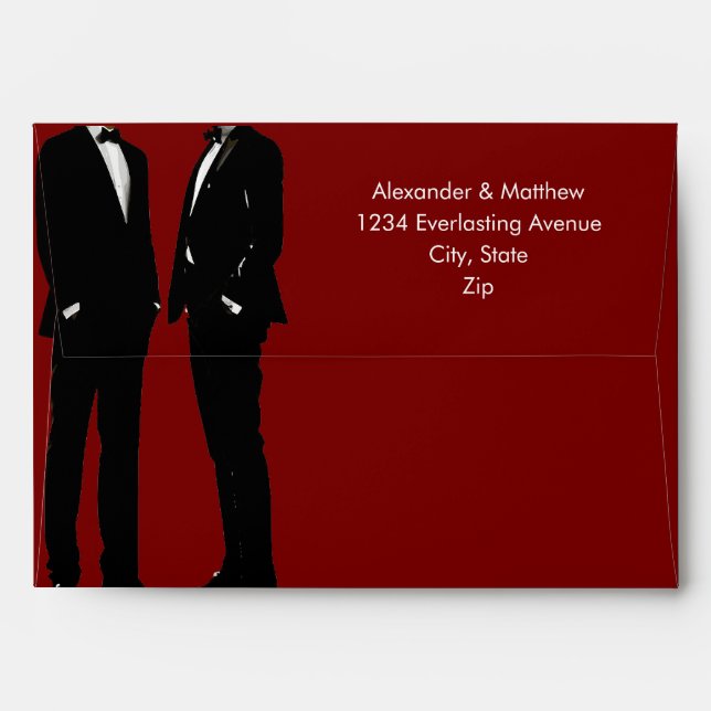 Elegant Modern Gay Men Wedding Envelope (Back (Top Flap))