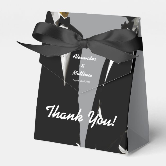 Elegant Modern Gay Men Wedding Favour Box (Front Side)