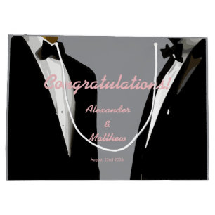 Elegant Modern Gay Men Wedding Large Gift Bag