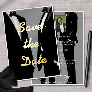 Elegant Modern Gay Men Wedding Photo Grey Gold