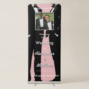Elegant Modern Gay Men Wedding Photo Retractable Banner