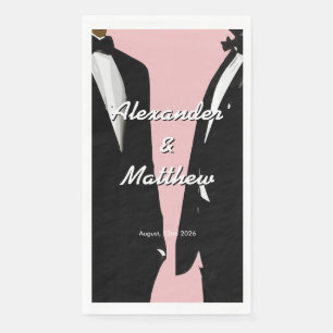 Elegant Modern Gay Men Wedding Pink Dinner Party Napkin