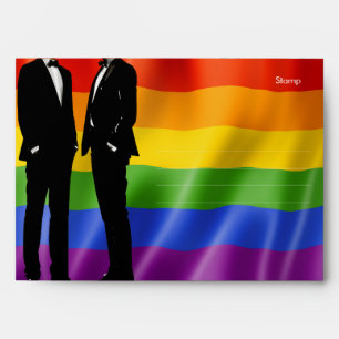 Elegant Modern Gay Men Wedding Rainbow Envelope