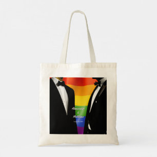 Elegant Modern Gay Men Wedding Rainbow Gift Tote Bag