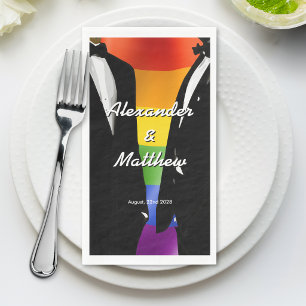 Elegant Modern Gay Men Wedding Rainbow Napkin