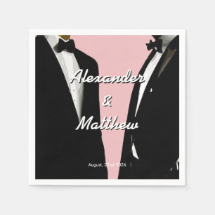 Elegant Modern Gay Men Wedding Rainbow Napkin