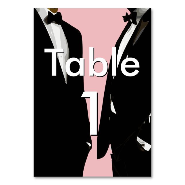 Elegant Modern Gay Men Wedding Rainbow Table Number (Front)