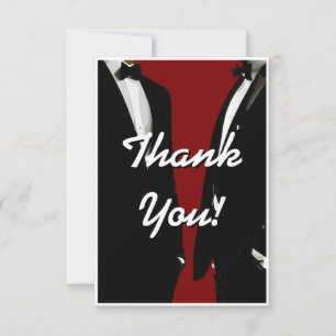 Elegant Modern Gay Men Wedding Rainbow Thank You Card