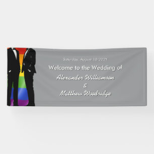 Elegant Modern Gay Men Wedding Rainbow Welcome Banner